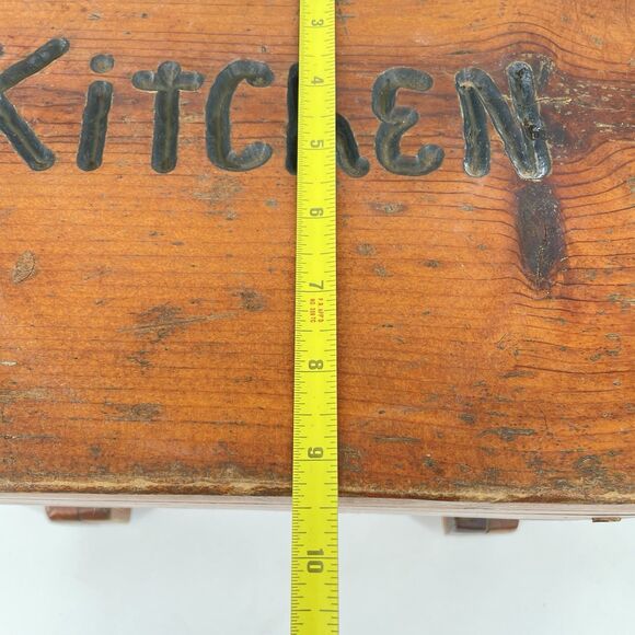Vintage Solid Wood Stool “Kitchen” Rustic Farmhouse Primitive Decor - Picture 9 of 10